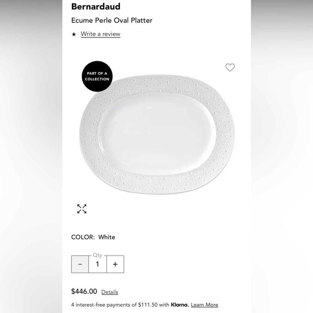 Bernardaud Ecume Perle oval platter